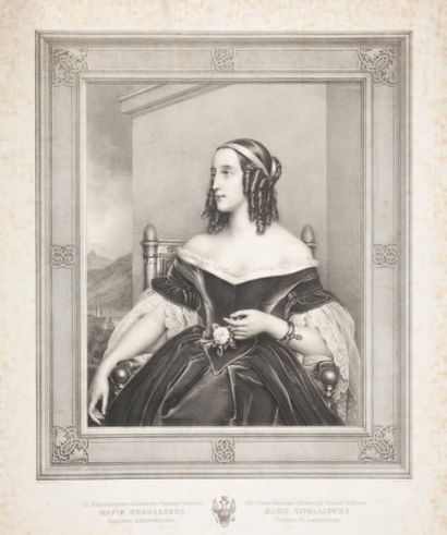 Marie Nicolaievna (1819 -1876) Lithographie originale par Dominik Haiz d'apres J....