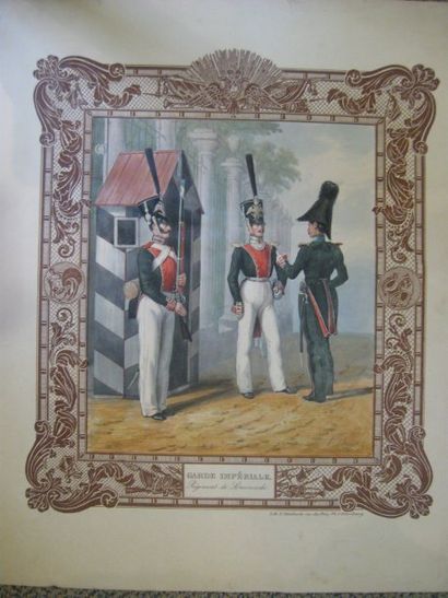 null Garde Imperiale - Regiment de Semenovski Lithographie originale aquarellee et...