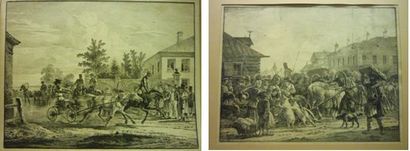 null Aleksander ORLOWSKI (1777 -1832) Deux lithographies signees et datees dans la...