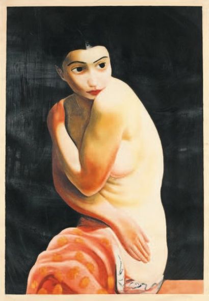Moise KISLING (1891-1953) Le modele Aquatinte en couleur vers 1925. Justifiee et...