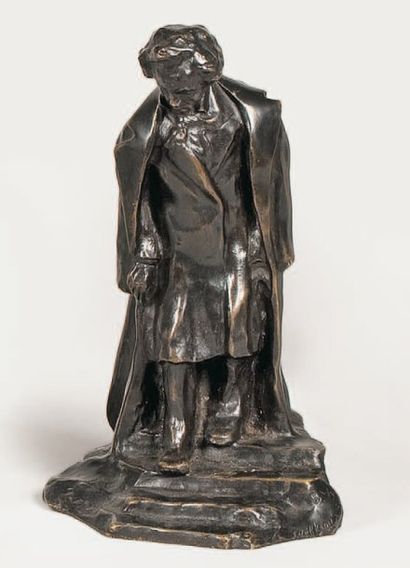 Serge ZELIKSON (1890 -1920) Beethoven Bronze a patine brune nuancee signe. 24,5 x...