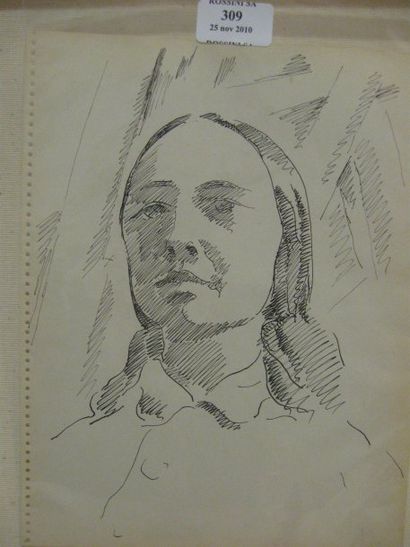 SERGE FOTINSKY (1887 - 1971) Jeune femme au defile sportif Komsomol Encre. 21 x 27...