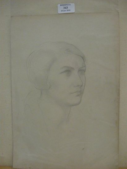 Serge FOTINSKY (1887 - 1971) Portrait de jeune femme, Marseille 1927 Crayon. 24 x...