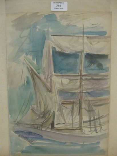 Serge FOTINSKY (1887 - 1971) Les voiles, Marseille 1927 Gouache. 24 x 35 cm.



...