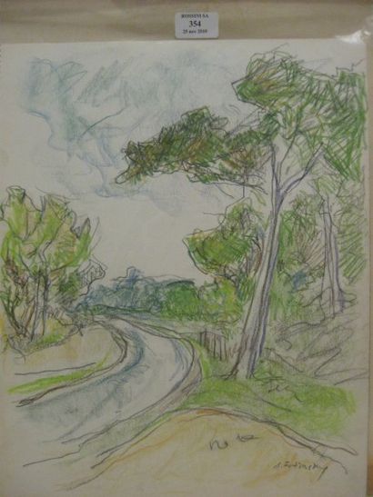 Serge FOTINSKY (1887 - 1971) Paysage de Vendee, vers 1950 Pastel. Signe en bas a...