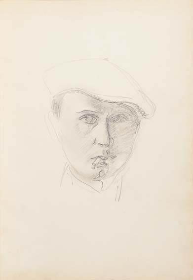 SERGE FOTINSKY (1887 - 1971) 
Autoportrait a la cigarette, Marseille 1927 Dessin...