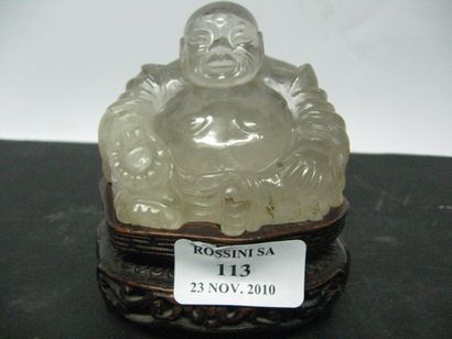 ASIE Sujet en cristal de roche représentant un Budaï assis, tenant un rosaire. Chine,...