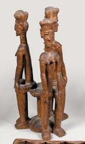 AFRIQUE Statue ATTIE (République de Côte d'Ivoire) Rare statue composée de trois...
