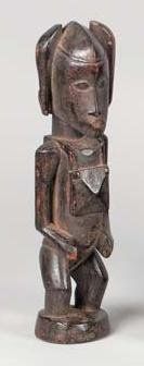 AFRIQUE Statuette SENOUFO (Mali) Belle sculpture hiératique, les jambes sans pieds,...