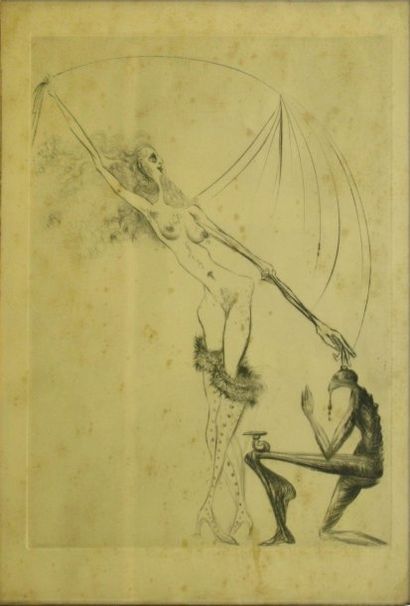 Salvador DALI Planche de La Vénus aux fourrures Eau-forte en noir (insolation et...