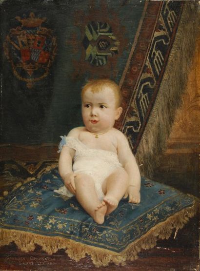 Georges CROEGAERT Le petit prince, Bruxelles 1877 Huile sur panneau (petits accidents),...