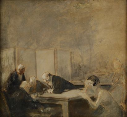 Jean-Louis FORAIN Le casino Esquisse à l'huile sur toile (petites restaurations),...