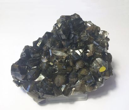 null Belle CASSITERITE de Viloco, Bolivie : plaque (14 x 11 x 4 cm) à cristaux noirs...