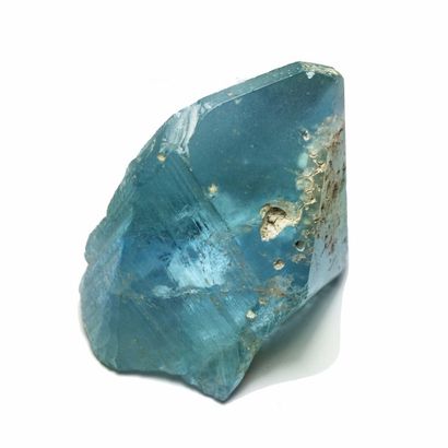 null TOPAZE bleue : grand cristal (7 x 6 x 5 cm, 240 g), partiellement gemme, quasi...