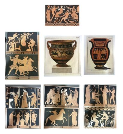 Scènes mythologiques, décor de vases grecs...