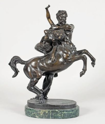 null L'enlèvement de Déjanire par le Centaure Nessus Bronze à patine brune signé...