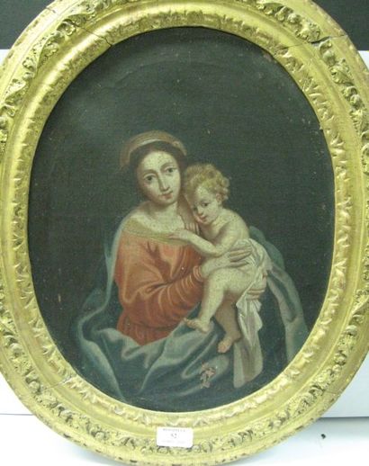 Ecole Française du XVIIe siècle, suiveur de Pierre MIGNARD Vierge à l'enfant Toile...