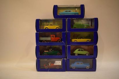 null Un lot de 9 voitures miniatures Tintin.

Avec leurs boites d'origines. 