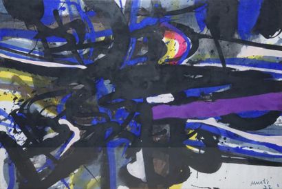 MURTIC Edo, 1921-2004 Sans titre bleu, noir et mauve, 1972
Technique mixte sur toile...