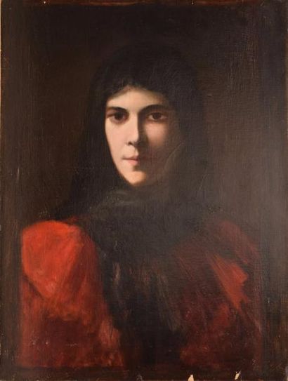 DAWIS Germaine, 1857-1927 Autoportrait
Huile sur toile rentoilée (quelques restaurations,...