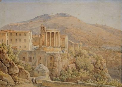 JUILLERAT Jacques Henri, 1777-1860 Vue des temples de Vesta et de la Sibylle à Tivoli,...