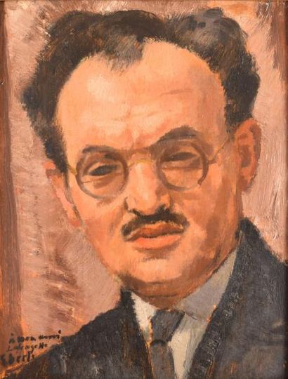 EBERL François, 1887-1962 Portrait d'homme aux lunettes
Huile sur panneau; signé...