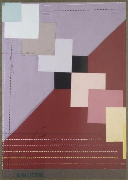 LACROIX Boris, 1902-1984 Composition aux carrés
Gouache et collages (traces de colle);...