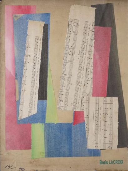 LACROIX Boris, 1902-1984 Composition aux partitions
Technique mixte et collage sur...