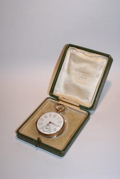 null Montre de gousset en or jaune 18K (750) le cadran à chiffres arabes compteur...