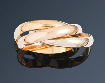 null Bague modèle «Trinity» composé de trois anneaux en or jaune, or rose et or blanc...