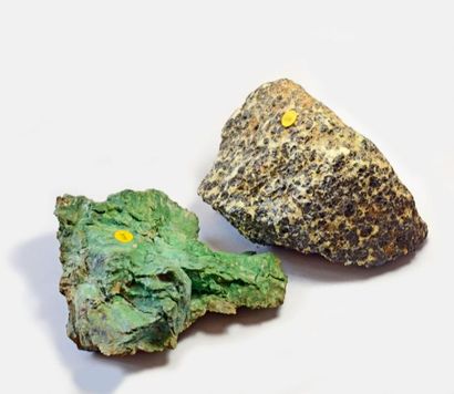 null Rare "Nickel-chrome" : GARNIERITE (11 cm) de Nouvelle Calédonie ; CHROMITE (12...