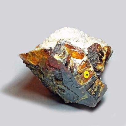 null BLENDE miel orangé brillante sur DOLOMITE, Picos de Europa, Espagne (12 cm)