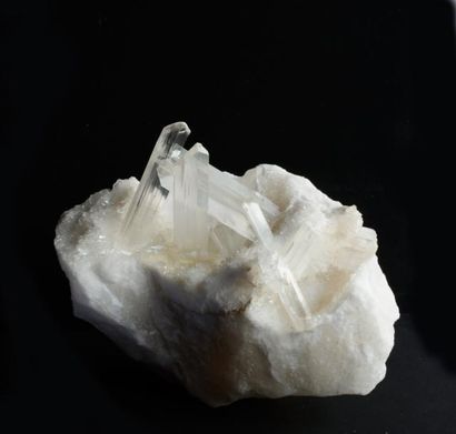 null GYPSE var. SELENITE (14 cm) : cristaux gemmes terminés jusqu'à 6 cm sur gangue...