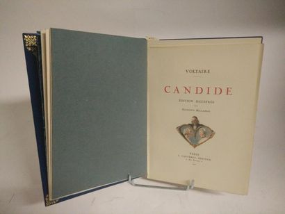 null [VOLTAIRE]. 

Candide. Paris, L. Carteret, 1922. In-4, maroquin bleu, dos à...