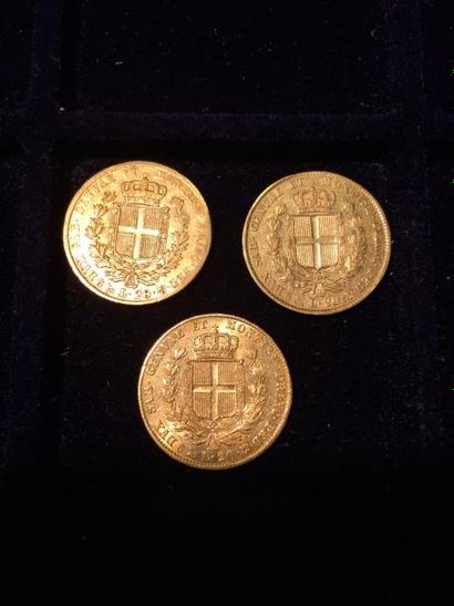 null ITALIE

3 pièces 20 lire or - Charles-Albert (1840, 1841 L et 1849 L) - TTB



Avers

Un...