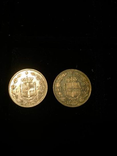 ITALIE

2 pièces de 20 lires or UMBERTO Ier...