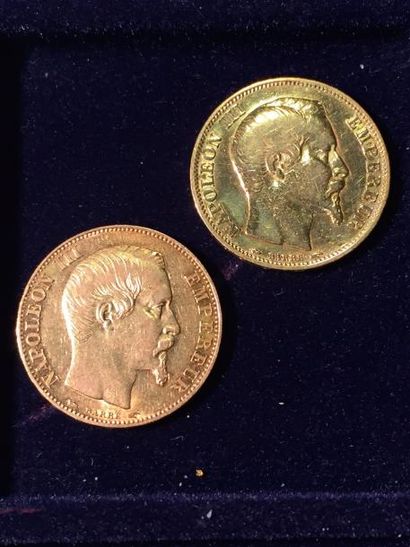 null Deux pièces 20 Frances or Napoléon III "tête nue" (A 1853 et 1854)