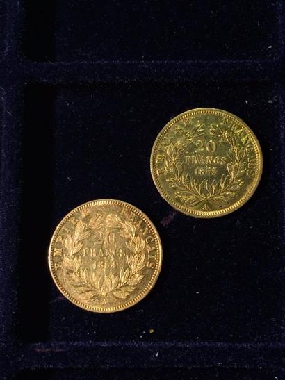 null Deux pièces 20 Frances or Napoléon III "tête nue" (A 1853 et 1854)