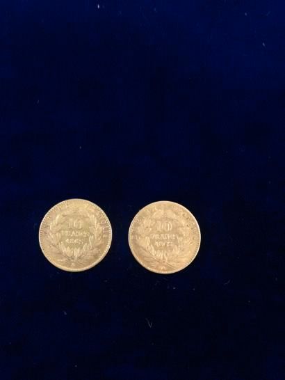 null 2 pièces en or 10 francs " Napoléon tête laurée " ( 2 x 1863 A ) 