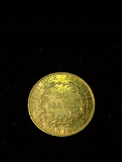 null 20 francs en or " Napoléon Empereur - F510 " ( 1 x AN 12 A ). Poids : 6,3 g
