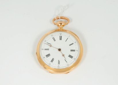 null Une montre de col en or jaune 18k (750), cadran blanc à chiffres romains pour...