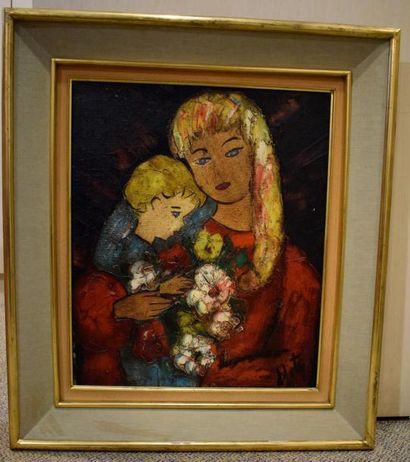 null D'ANTY Henri (1910-1998),

Mère et enfant au bouquet de fleurs,

Huile sur toile,...