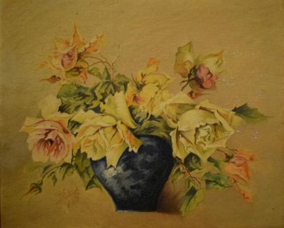 null ECOLE MODERNE 

Bouquet de roses 

huile sur toile signée en bas à gauches (manques)

39x46cm...