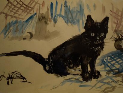 null KOEVA-EHLINGER Radka (Née en 1937)

Petit chat noir, Aquarelle 

Signé en bas...