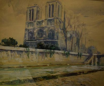 null BURNADO Cameron (XXèmesicèle) 

Vue de Notre Dame à Paris 

aquarelle et gouache...