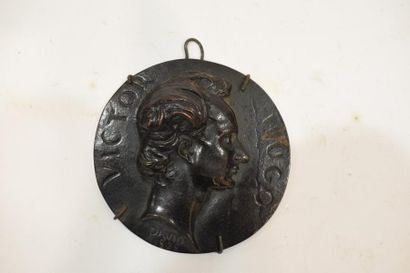 [ Victor Hugo ] David d'Angers (1788-1856) d'après  Médaillon en bronze à patine...