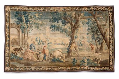 null Importante tapisserie d aubusson (france) du milieu du 18eme siècle, d Epoque...