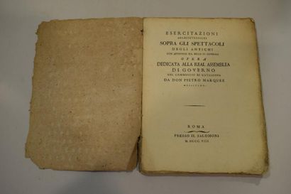 null MARQUEZ (Don Pietro). Esercitazioni architettoniche sopra gli spettacoli degli...