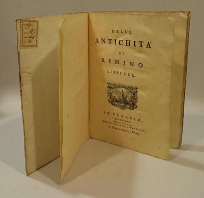 null TEMANZA (Tommaso). Delle antichità di Rimino, libri due. Venise, Pascali, 1741....