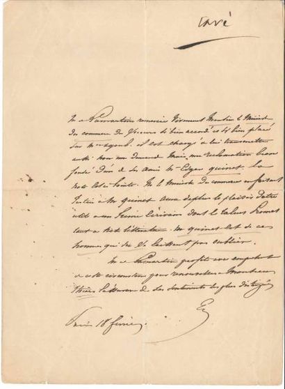 null Alphonse de LAMARTINE (1790-1869). 2 L.A.S., [1833 ?]-1847 ; 1 page in-4 (fentes)...